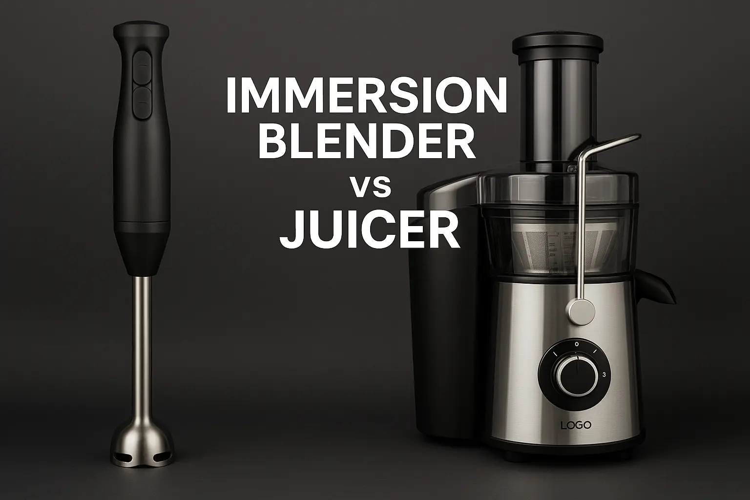 Immersion blender and juicer displayed side by side for professional kitchen comparison.
