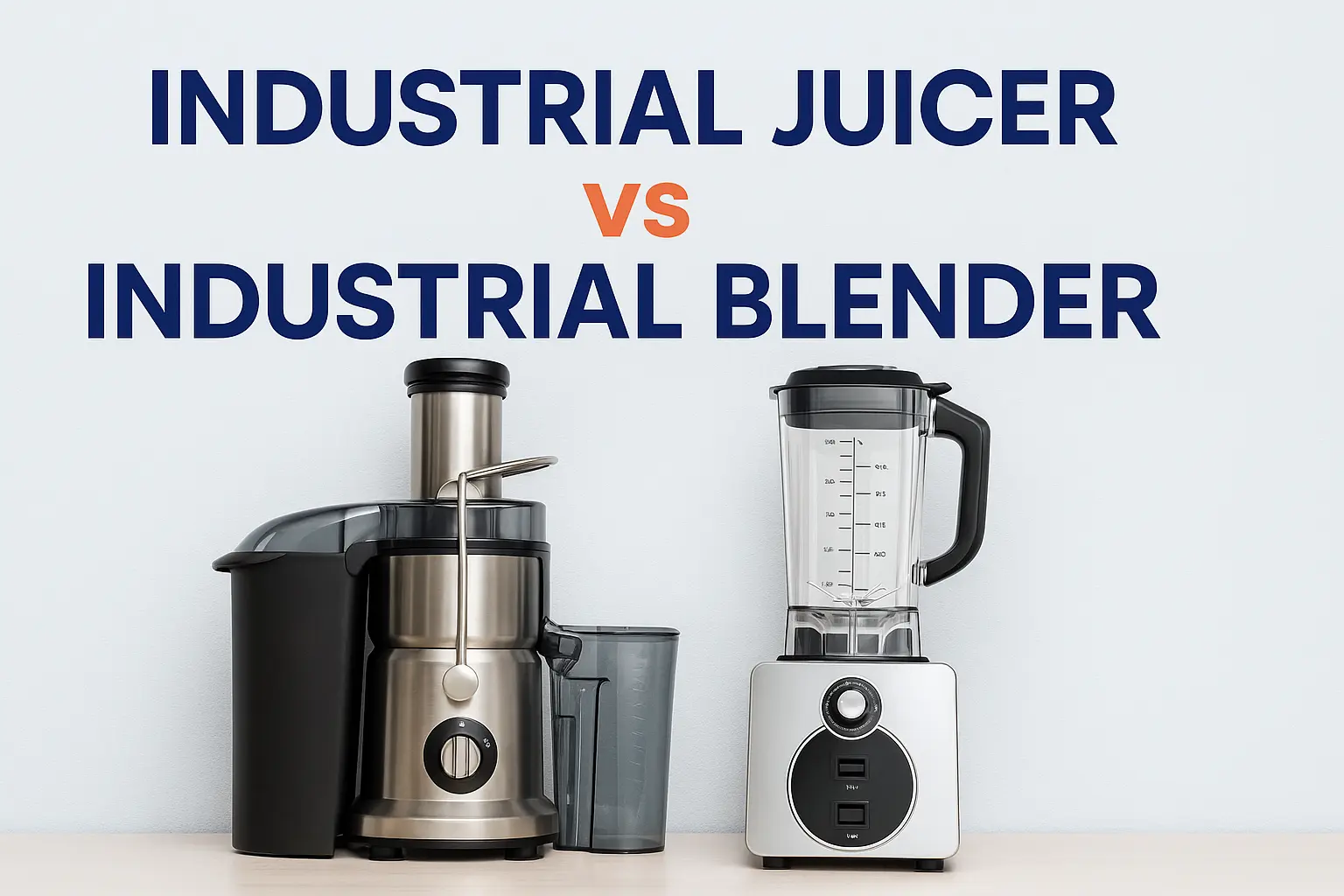 Industrial juicer and blender equipment side by side.