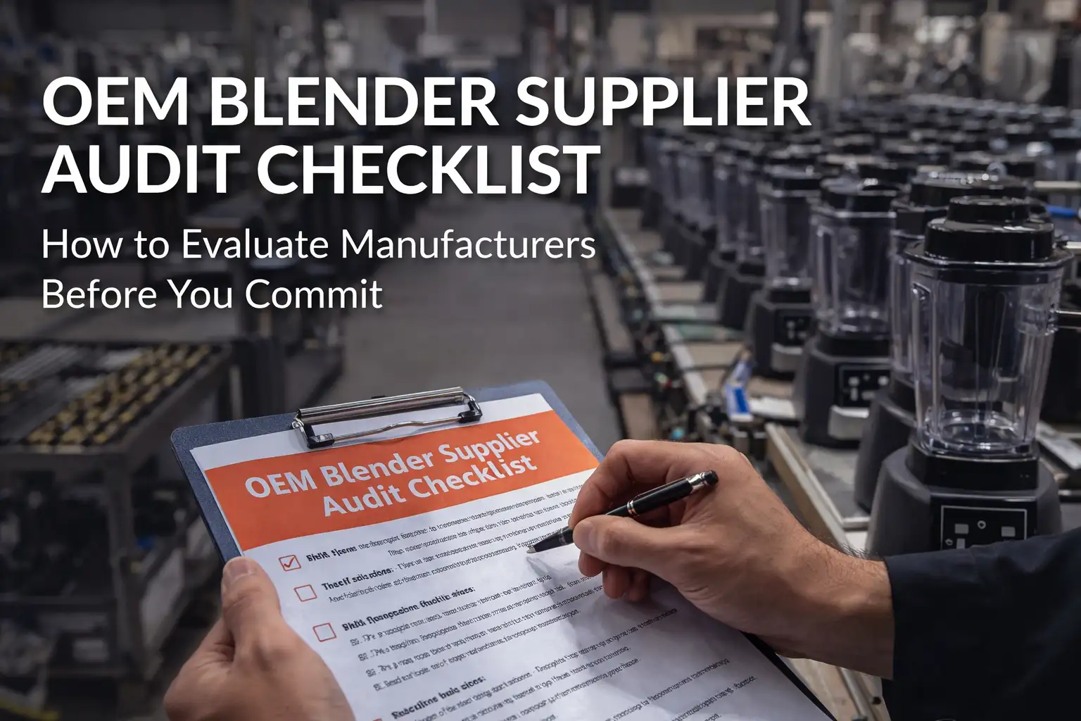 OEM blender supplier audit checklist covering factory inspection, quality control, and manufacturing evaluation.
