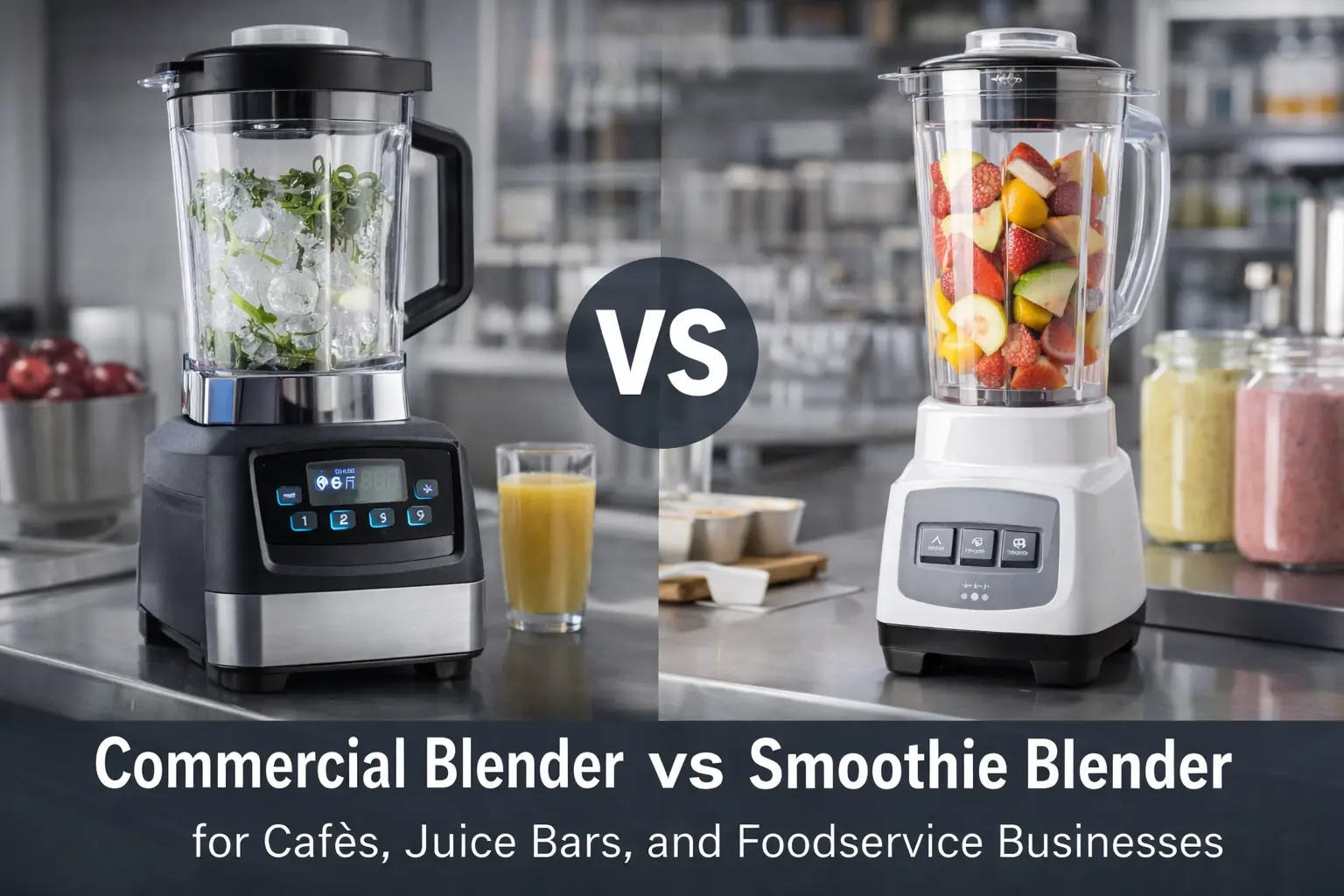 Commercial blender vs smoothie blender comparison for cafés, juice bars, and foodservice businesses.