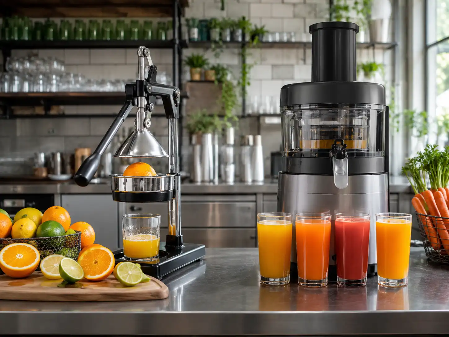 Manual juicer and electric juicer compared for commercial beverage preparation