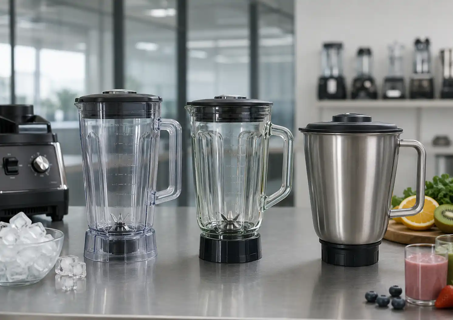 Tritan glass and stainless steel blender jars compared for commercial blender material selection