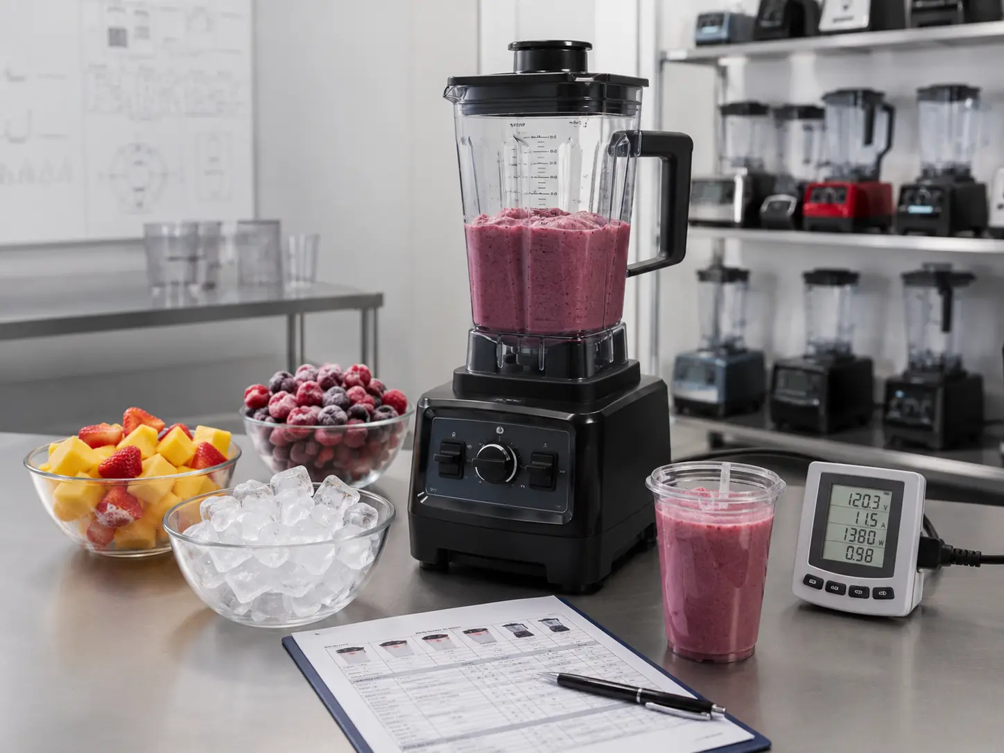Commercial blender power selection guide with wattage recipe load and buyer checklist