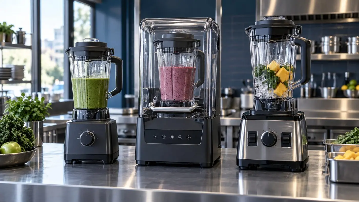 Three correctly proportioned commercial blender configurations for restaurant, café and front-of-house selection.